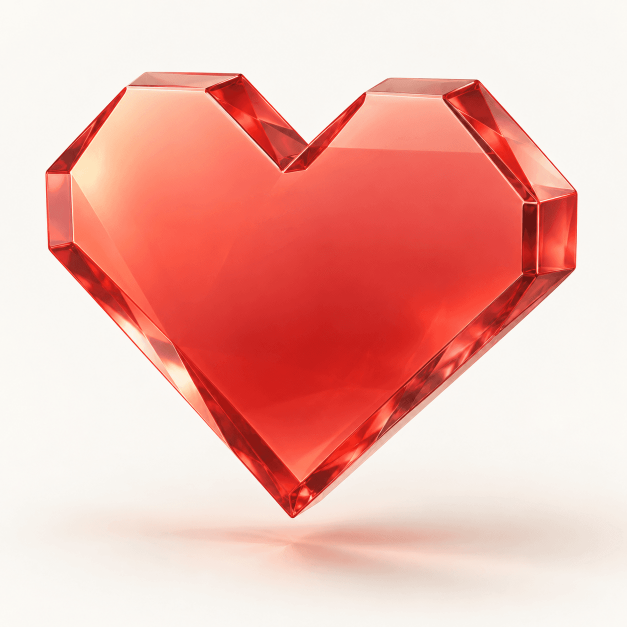 Corazón geométrico de Livit en cristal coral